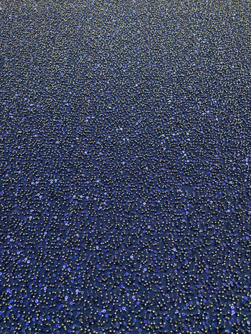 Dantela Couture Bleumarin cu Model General, cu Margele si Paiete