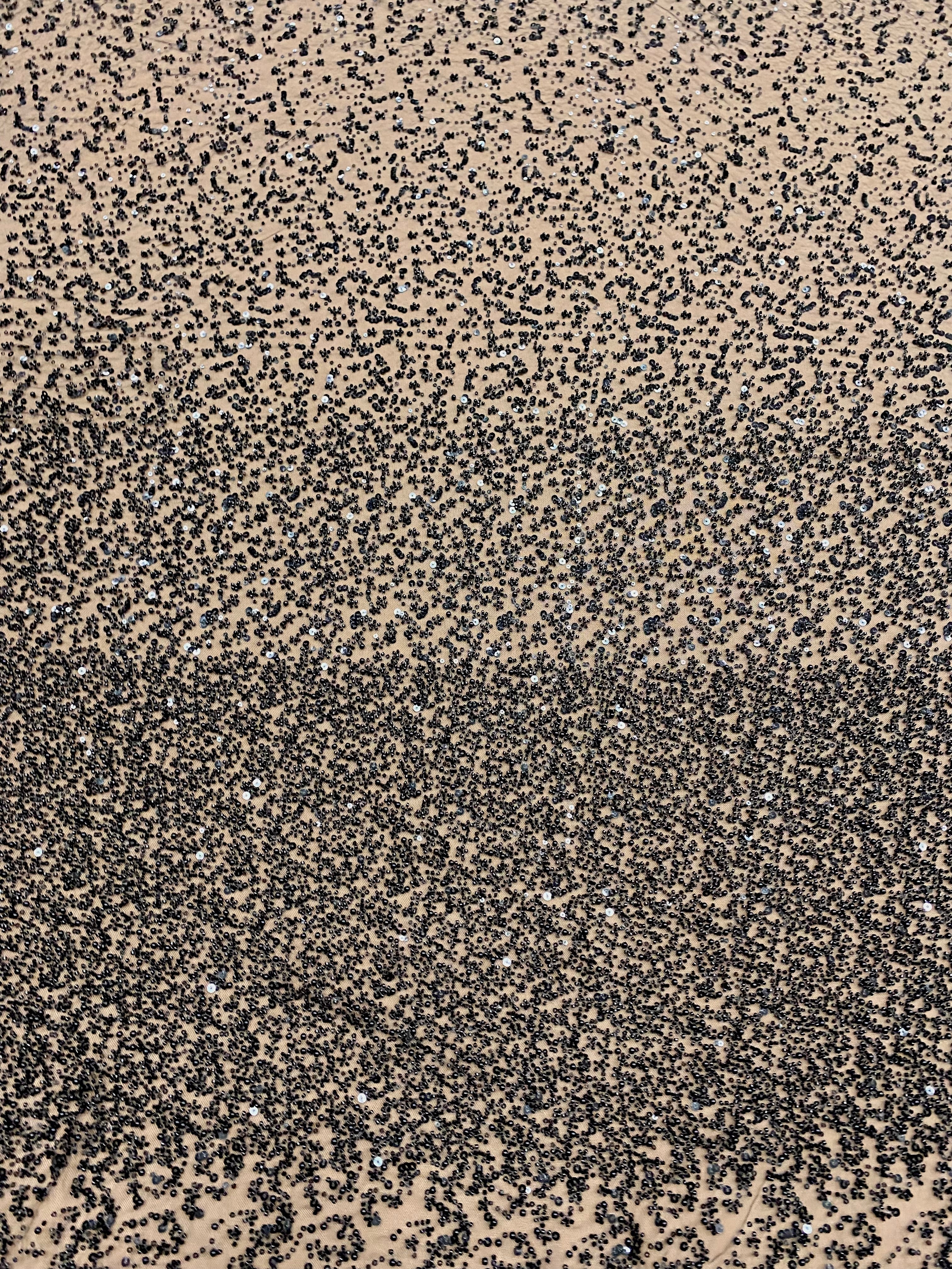 Dantela Couture Neagra in Degrade, cu Perle, Margele si Paiete