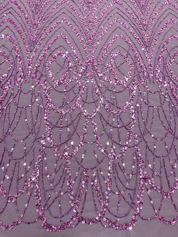 Dantela Couture Pudra cu Model Geometric cu Margele si Paiete