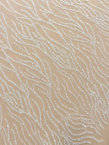 Dantela Couture Ivory cu Siraguri, cu Margele si Paiete