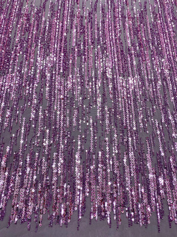 Dantela Couture Pudra cu Model Liniar, cu Margele si Paiete