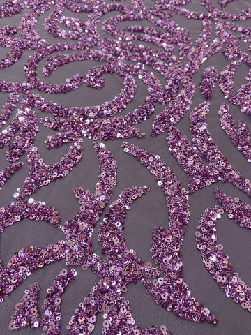 Dantela Couture Pudra cu Model Geometric, cu Margele si Paiete