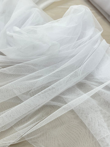 Tulle Elastic Alb - 1.5 m Latime