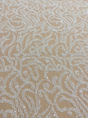 Dantela Couture Ivory geometriai mintával, gyöngyökkel és flitterekkel