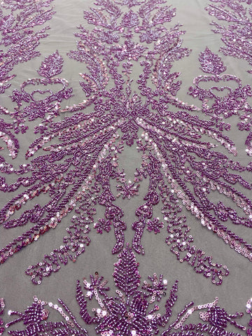 Dantela Couture Pudra cu Model Floral, cu Margele si Paiete