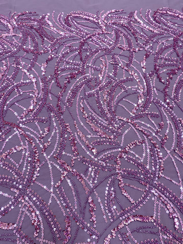 Dantela Couture Pudra cu Model Geometric, Margele si Paiete