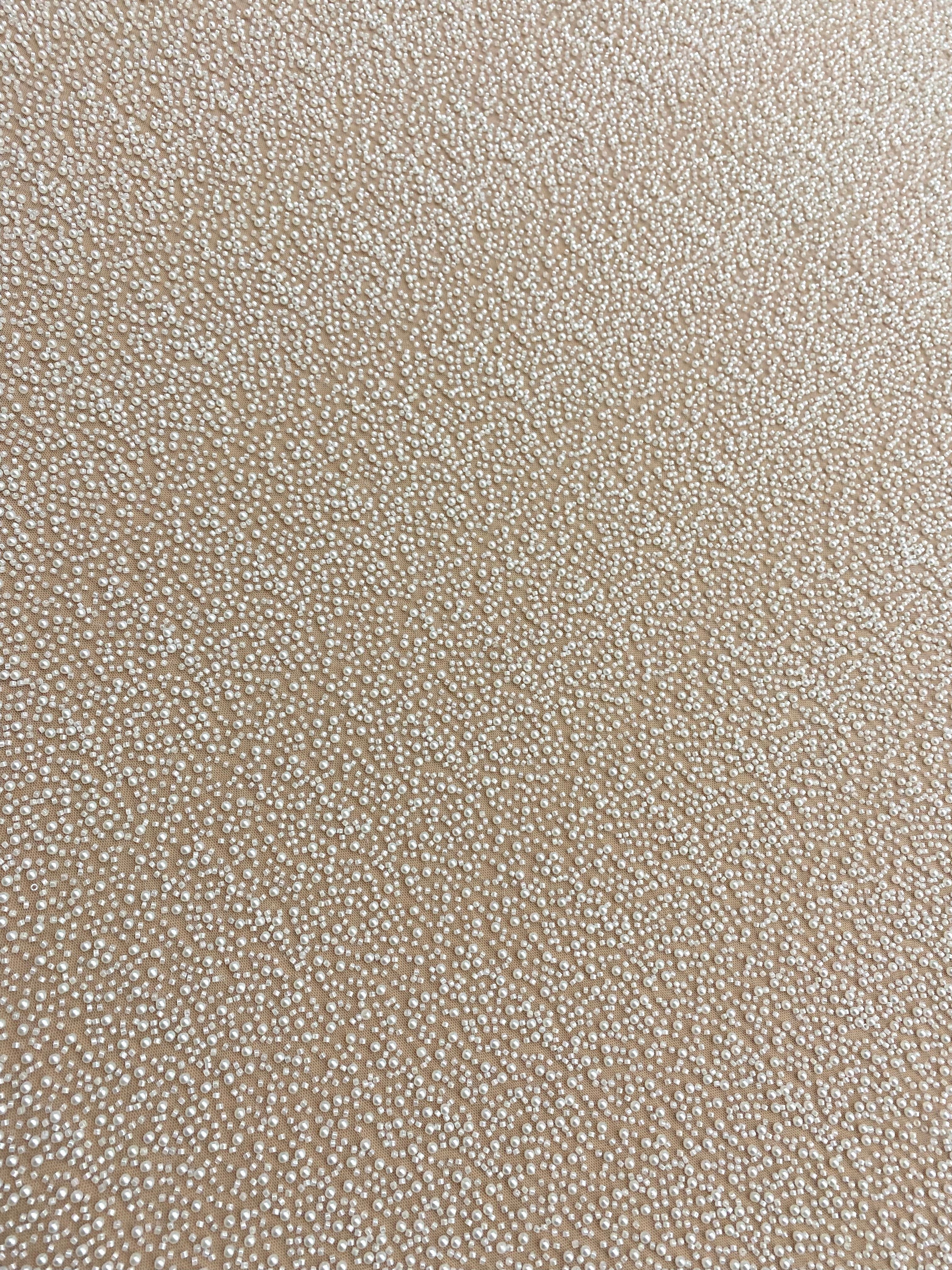 Dantela Couture Ivory cu Model General, cu Perle si Margele