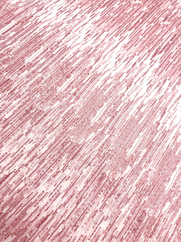 Dantela Couture Roz cu Model Liniar, cu Margele si Paiete