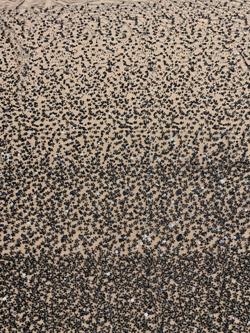 Dantela Couture Neagra in Degrade, cu Perle, Margele si Paiete