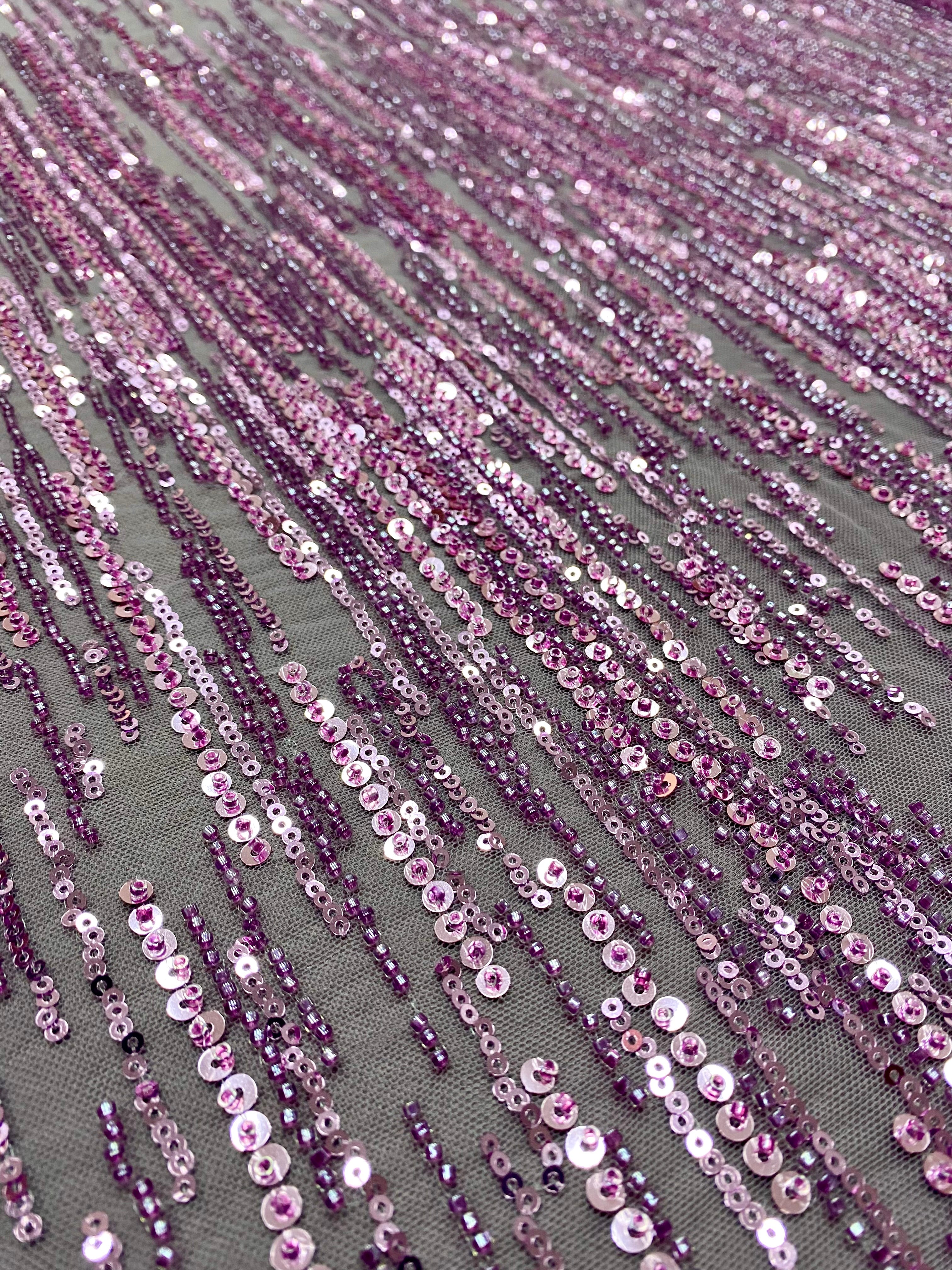 Dantela Couture Pudra cu Model Liniar, cu Margele si Paiete