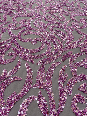 Dantela Couture Pudra cu Model Geometric, cu Margele si Paiete