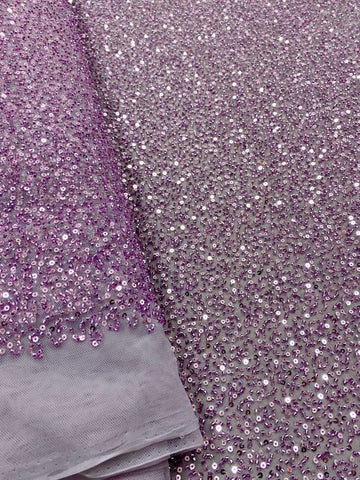 Dantela Couture Pudra cu Model General, cu Margele si Paiete