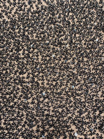 Dantela Couture Neagra in Degrade, cu Perle, Margele si Paiete