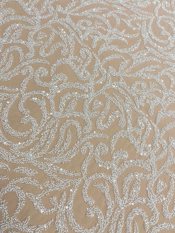 Dantela Couture Ivory geometriai mintával, gyöngyökkel és flitterekkel