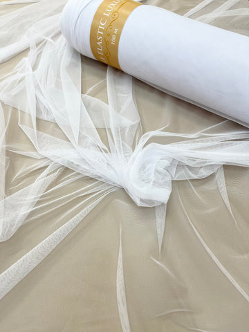 Tulle Elastic Alb - 1.5 m Latime