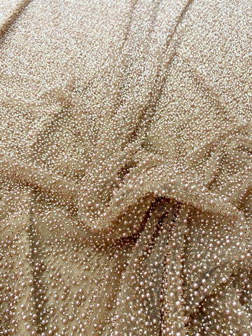 Dantela Couture Auriu Rose cu Model General, cu Perle si Margele