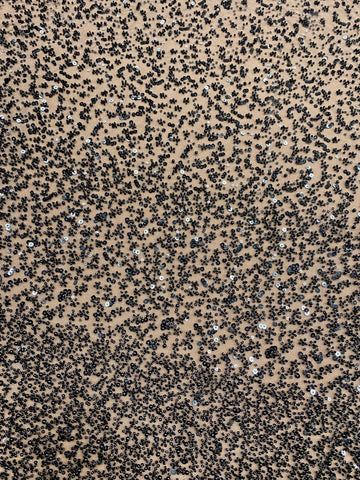 Dantela Couture Neagra in Degrade, cu Perle, Margele si Paiete