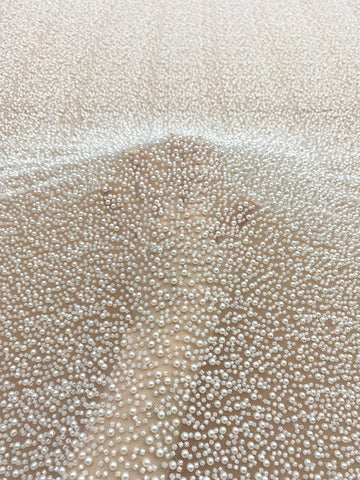 Dantela Couture Ivory cu Model General, cu Perle si Margele