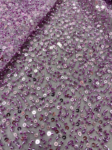 Dantela Couture Pudra cu Model General, cu Margele si Paiete