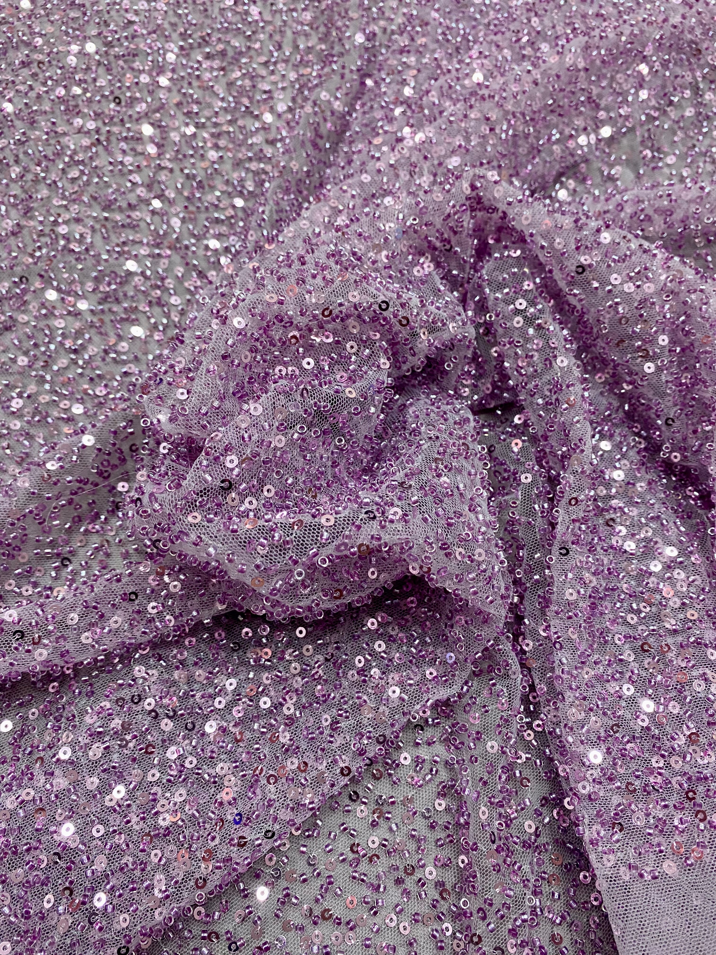 Dantela Couture Pudra cu Model General, cu Margele si Paiete