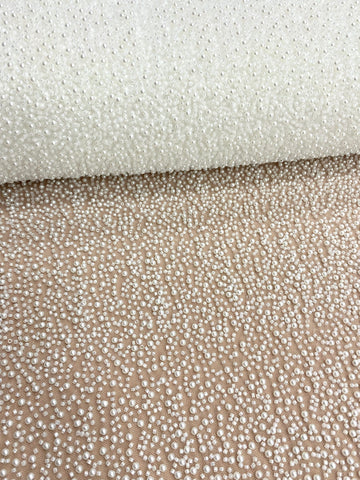 Dantela Couture Ivory cu Model General, cu Perle si Margele