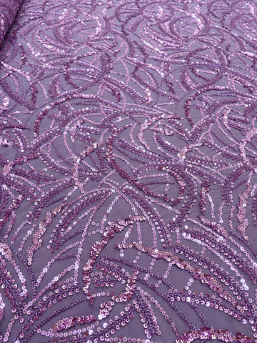 Dantela Couture Pudra cu Model Geometric, Margele si Paiete