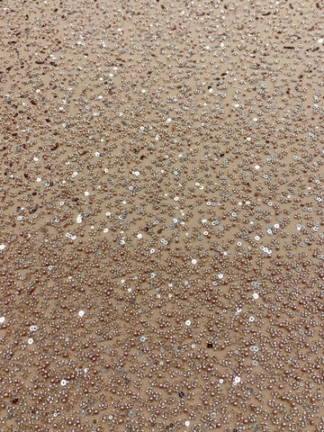 Dantela Couture Auriu Rose in Degrade, cu Perle, Margele si Paiete