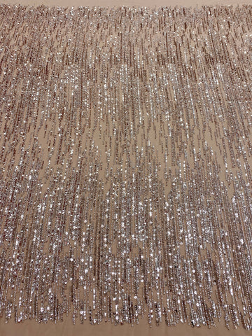 Dantela Couture Arany Rose lineáris mintával, gyöngyökkel és flitterekkel