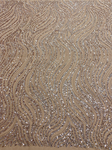 Dantela Couture Arany Rose lineáris mintával, gyöngyökkel és flitterekkel