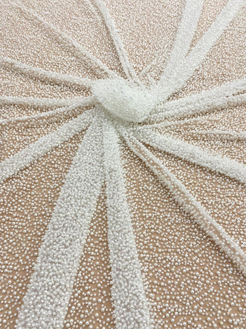 Dantela Couture Ivory cu Model General, cu Perle si Margele