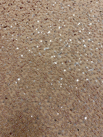 Dantela Couture Auriu Rose in Degrade, cu Perle, Margele si Paiete