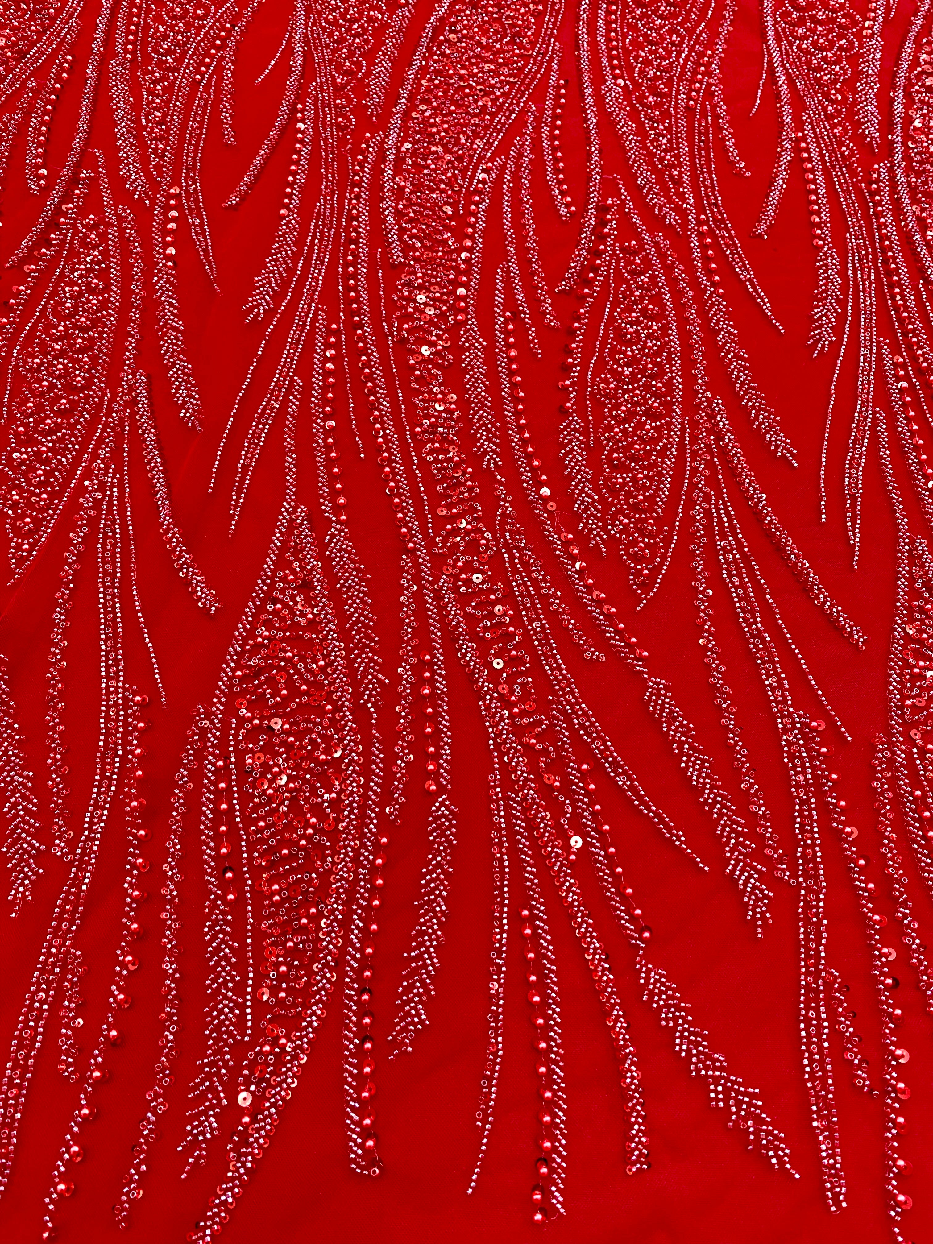 Dantela Couture Rosie cu Panou, cu Perle, Margele si Paiete