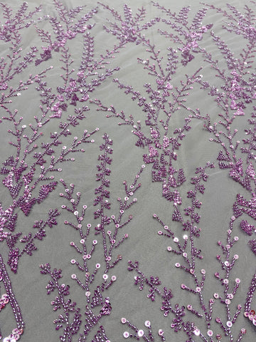 Dantela Couture Pudra cu Model Geometric, cu Margele si Paiete