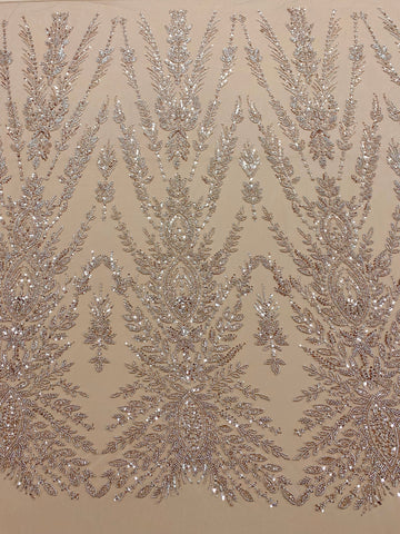 Dantela Couture Arany Rose Szimmetrikus Mintával, Gyöngyökkel és Flitterekkel