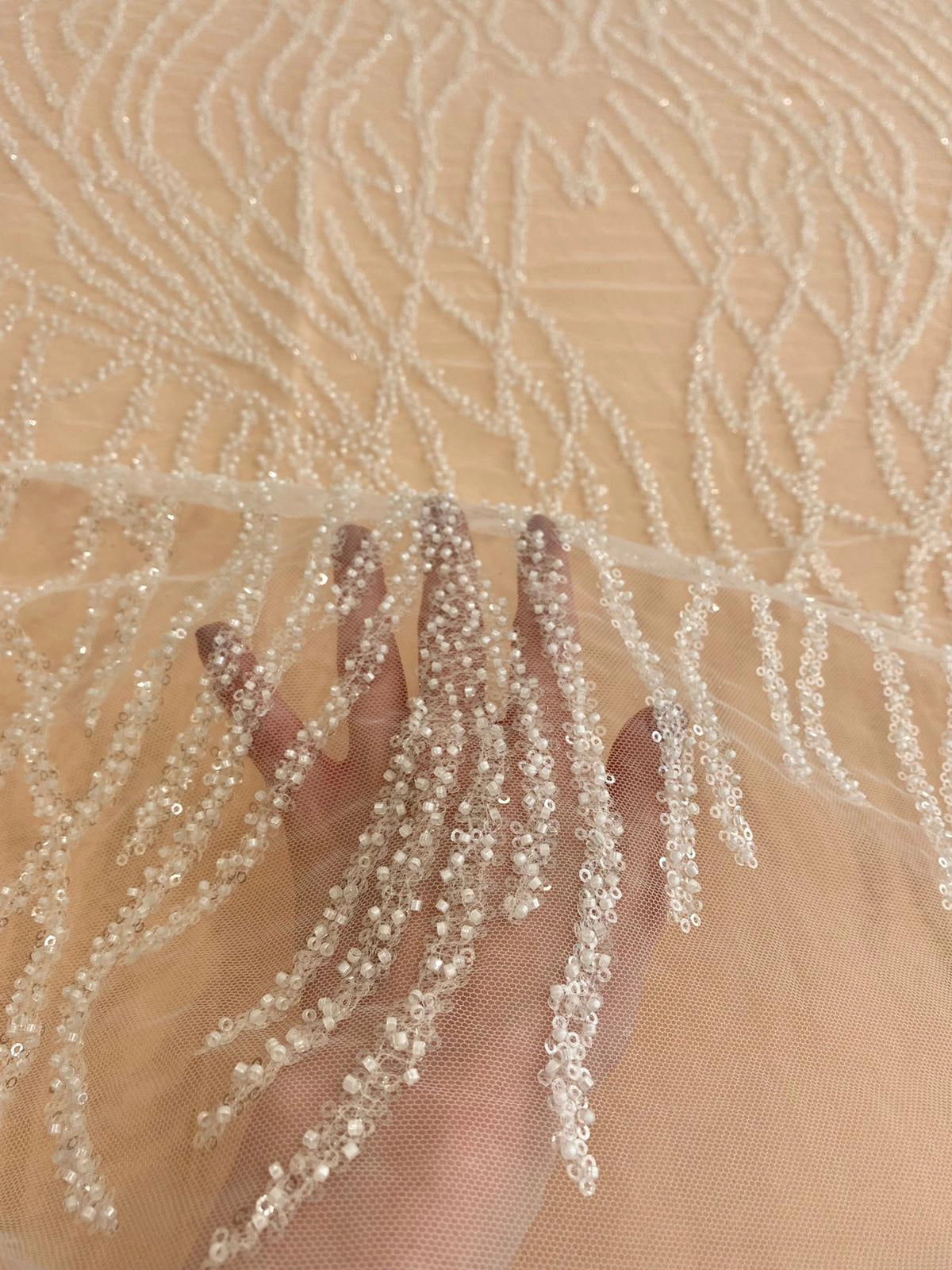 Ivory Lace with Strings, Pearls and Sequins