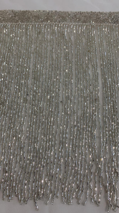 Franjuri Argintii din Margele de Sticla - 20 cm lungime