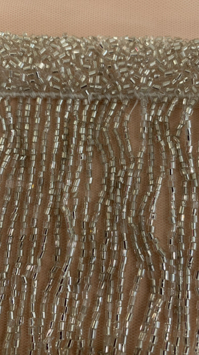 Franjuri Argintii din Margele de Sticla - 40 cm lungime