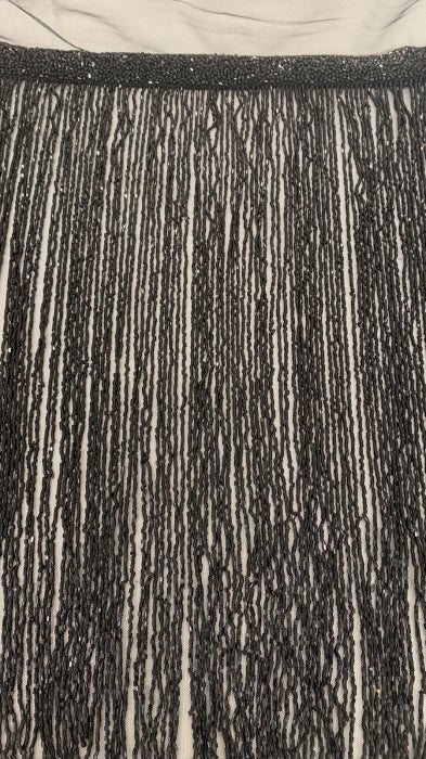 Black fringes made of glass beads - 40 cm long